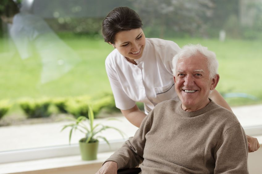 Smiling senior man staying in nursing home